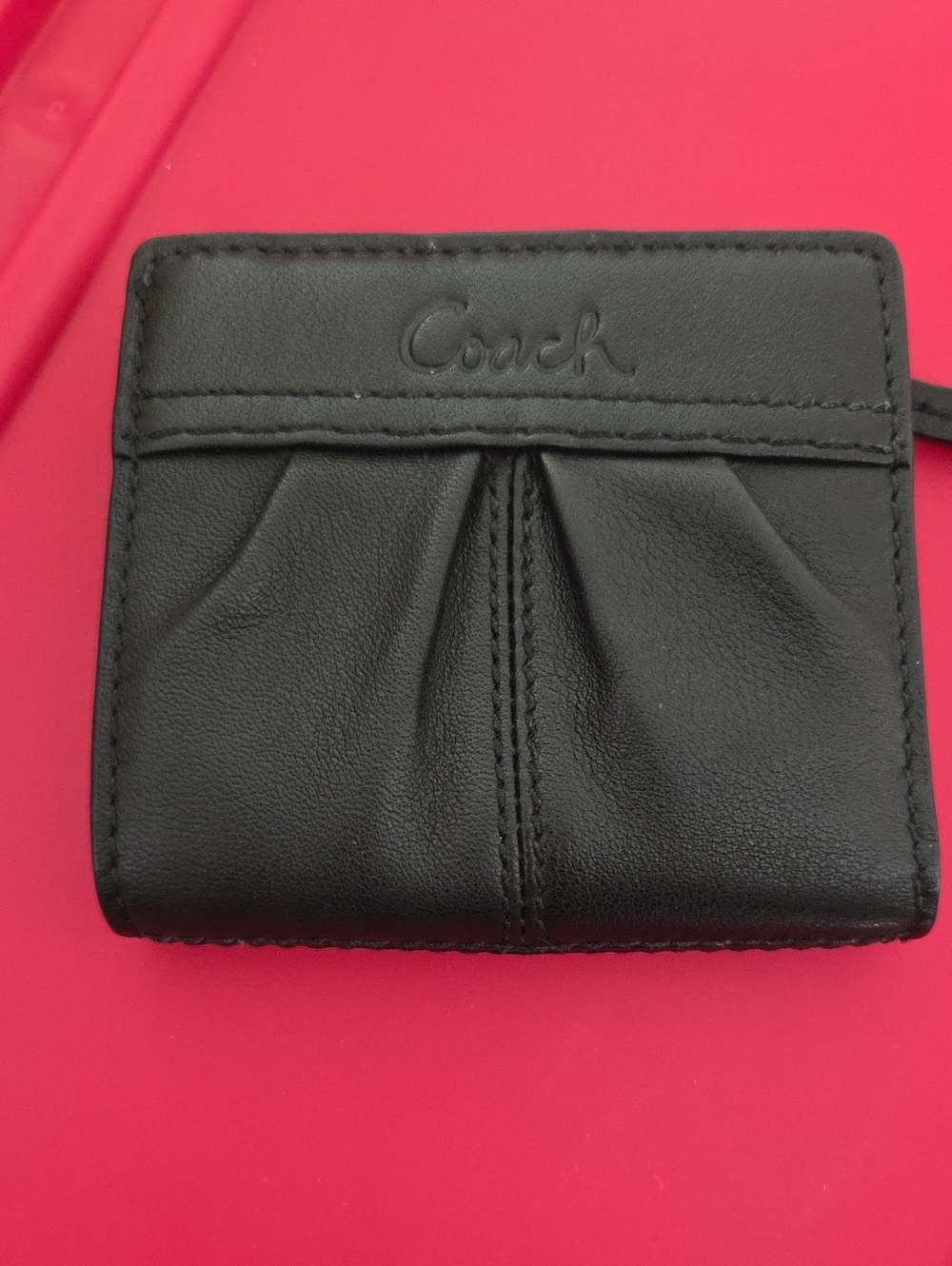 Coach Black Leather Compact Card Wallet
